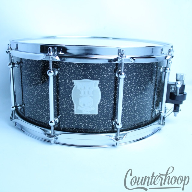 WFL III 6.5x14 Black Sparkle Snare Drum Laser Cut Vent Hole Commemorative WFL#19 — main photograph