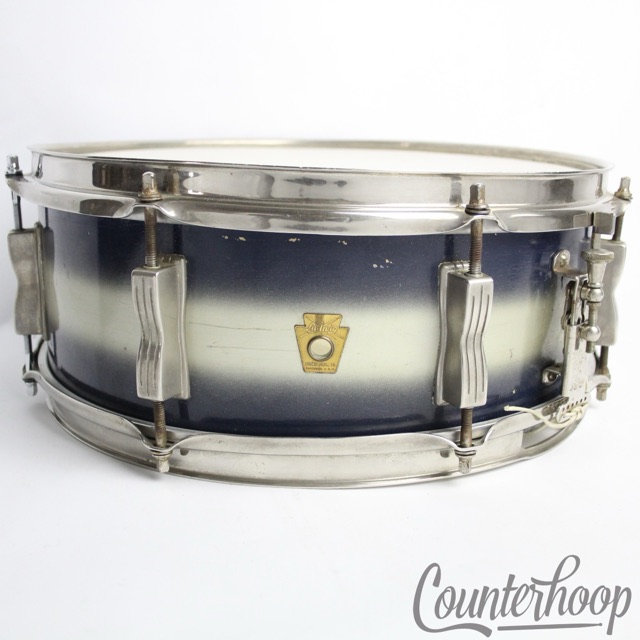 Ludwig 14x5"Jazz Festival Snare Drum Blue Duco Nickel Brass Rims Vintage 60s USA — main photograph