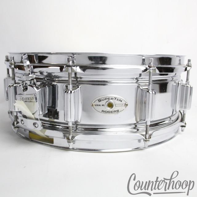 Rogers SuperTen 14x5"Snare Drum COS Steel 10Lug Vintage 70s 1973 Script Chrome* — main photograph