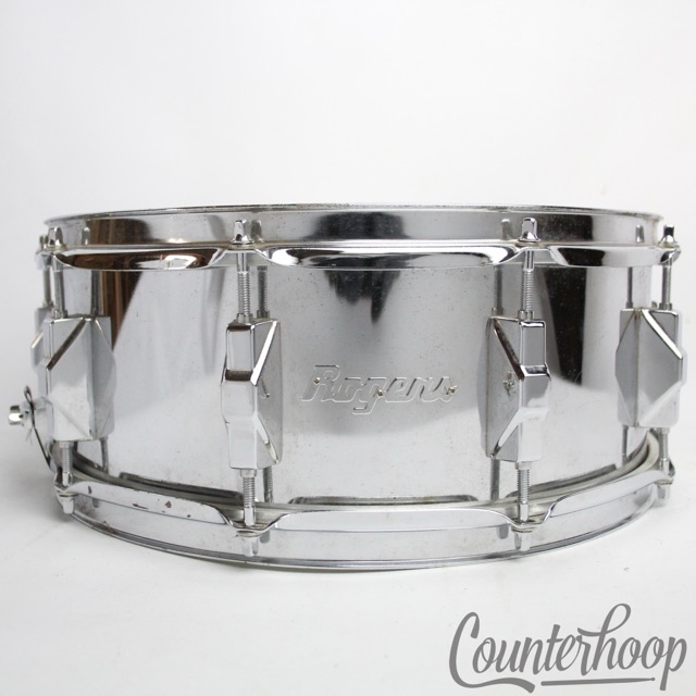 Rogers Script 14x5" Snare Drum Chrome Steel 10-Lug Brook Mays Era 2000s Taiwan* — main photograph