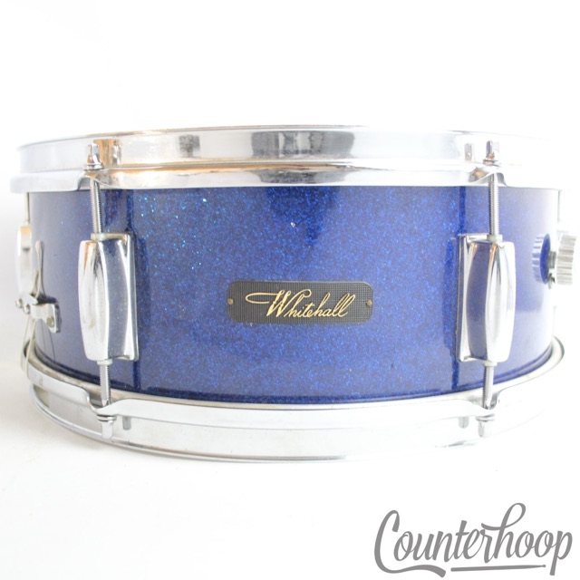 Pearl "Whitehall"14x5.5"Snare Drum Blue Sparkle 3ply Mahogany Shell Vintage 60s — main photograph