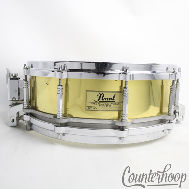 Pearl Free Floating System Brass Shell Snare Drum 14x5"Made In Japan Vintage 90s — main photograph