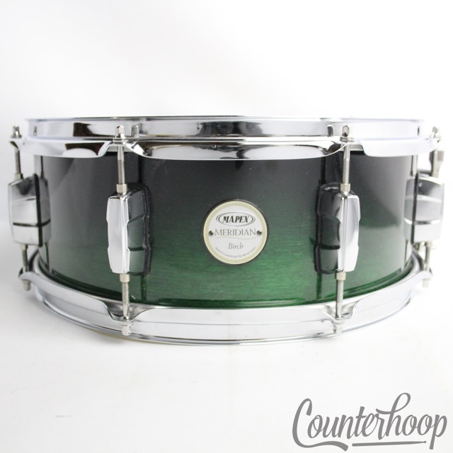 Mapex Meridian Snare Drum 14x5" Green Fade 7ply Birch 8-Lug Chrome 2.3mm Rims* — main photograph