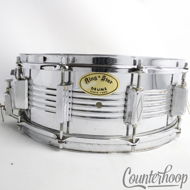 Pearl "King Star" 14x5"Snare Drum Steel Chrome COS Shell 10-Lug 5-Line Ridges* — main photograph