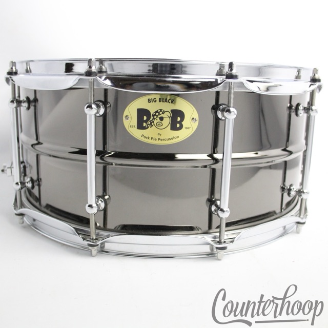 Pork Pie 14x6.5"Big Black Nickel Brass Snare Drum Little Squealer Percussion BOB — main photograph