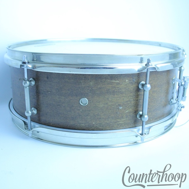 Ludwig 20s 14x5"African Mahogany Snare Drum 3-Ply Pioneer 6 Tube Lug Nickel Rims — main photograph