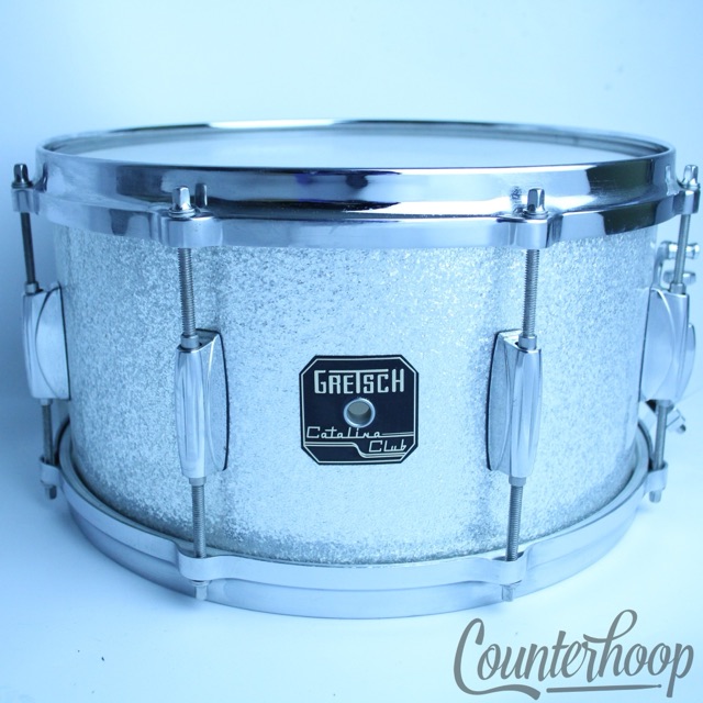 Gretsch Catalina Club Snare Drum Silver Sparkle 13x7"8Ply Mahogany Die-Cast Rims — main photograph