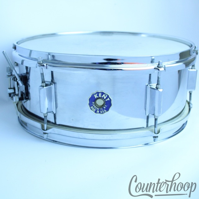 Kent 14x5.5" Snare Drum Chrome Steel Shell Vintage 60s 6-Lug Kenmore,NY USA EXC — main photograph