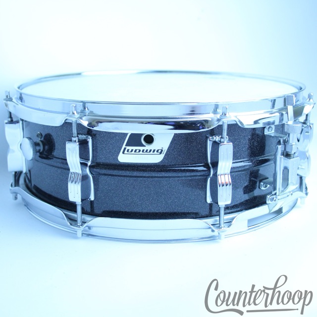 Ludwig 14x5"Acrolite Aluminum Snare Black Galaxy Vintage 1990s Blackrolite LM404 — main photograph