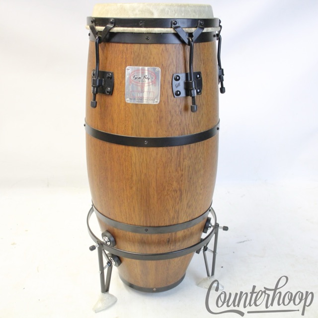 Gon Bops Mariano Quinto+Cradle Stand,Mahogany/Black(MB1075)10.75x30"Durian Conga — main photograph