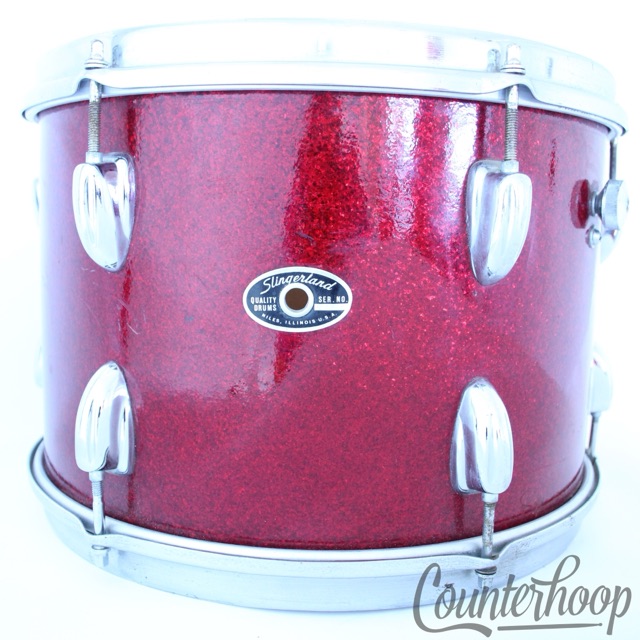 Slingerland 13x9" Rack Tom Drum Red Sparkle Vintage 70s 3Ply Mahogany/Maple USA — main photograph