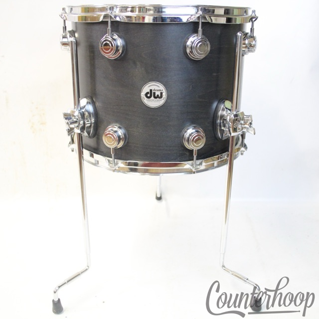 DW 14x11"Floor Tom Drum Collectors Series Ebony Satin Oil 5Ply Maple w/ Re-Rings — main photograph
