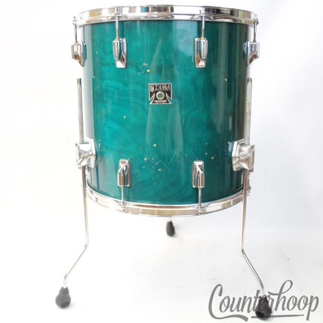 Tama 16x16"Aquamarine Superstar Vintage 80s Floor Tom Drum Made In Japan Birch* — main photograph