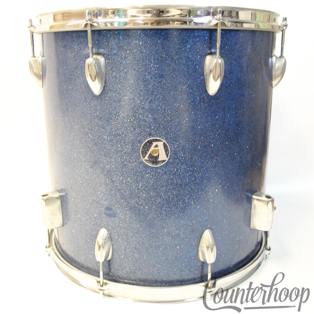 Pearl 16x16"Floor Tom Drum"A"Made In Japan Badge Apollo Vintage 60s Blue Sparkle — main photograph