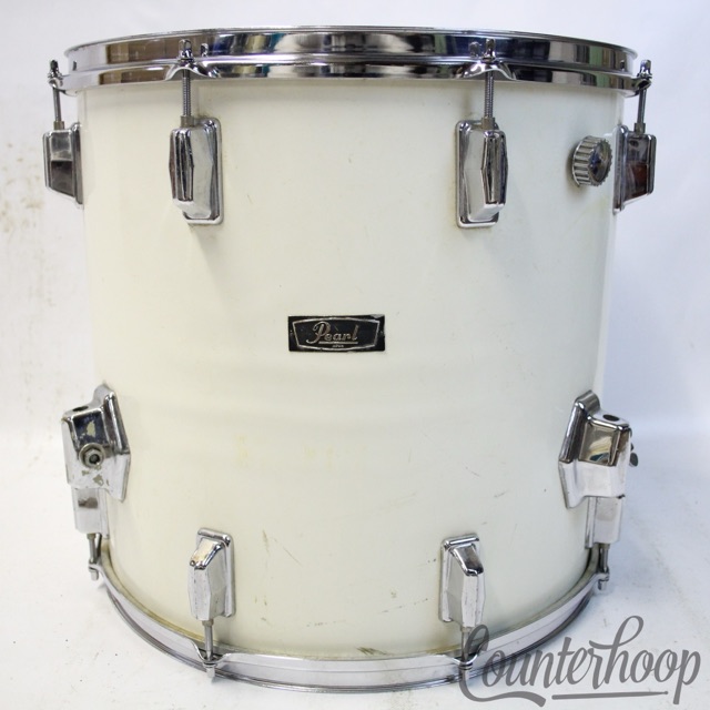 Pearl 16x16"Wood-Fiberglass"Pure White"Floor Tom Drum Vintage 70s Mahogany Japan — main photograph