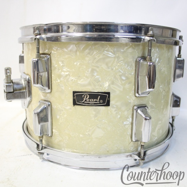 Pearl 12x8"Tom Drum WMP Wood-Fiberglass Tom Drum White Marine Vintage 70s Japan — main photograph