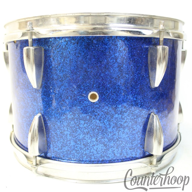Pearl 12x8"Tom Drum Blue Sparkle Vintage 60s MIJ Japan 6Ply Mahogany Stencil — main photograph