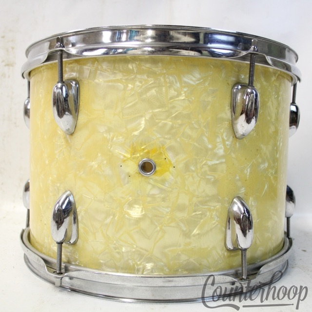 MIJ 13x9"Tom Drum WMP Japan 3Ply+Rings Clip Mount Vintage 60s White Marine Pearl — main photograph