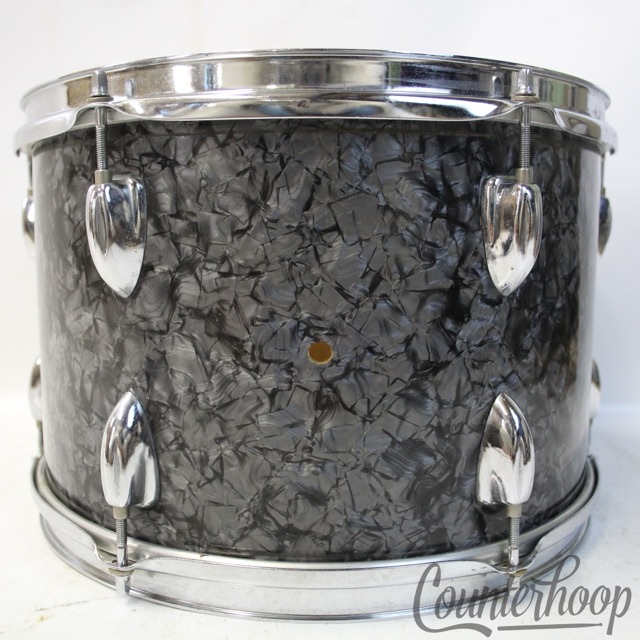 MIJ 13x9"Tom Drum BDP Japan 3Ply+Rings Clip Mount Vintage60s Black Diamond Pearl — main photograph