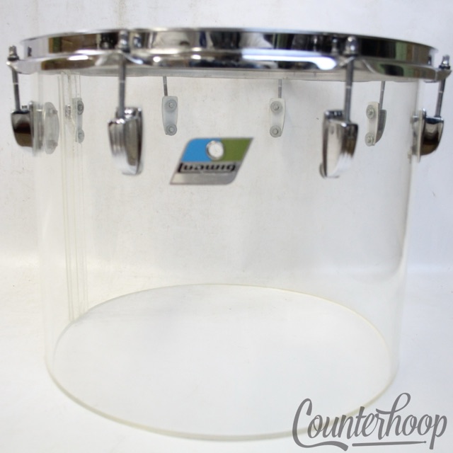 Ludwig 15x12"Vistalite Clear Concert Tom Drum Vintage 70s USA Blue/Olive Clip Mt — main photograph