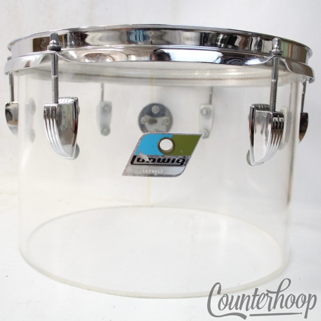 Ludwig 12x8" Vistalite Clear Concert Tom Drum Vintage 70s Blue/Olive Badge USA* — main photograph