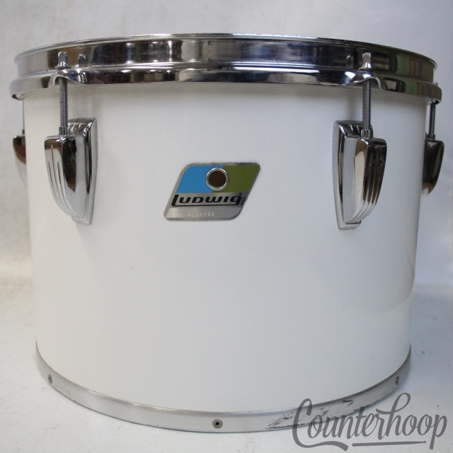 Ludwig 13x9"White Cortex Concert Tom Drum Blue/Olive 6Ply Maple USA Vintage 80s — main photograph