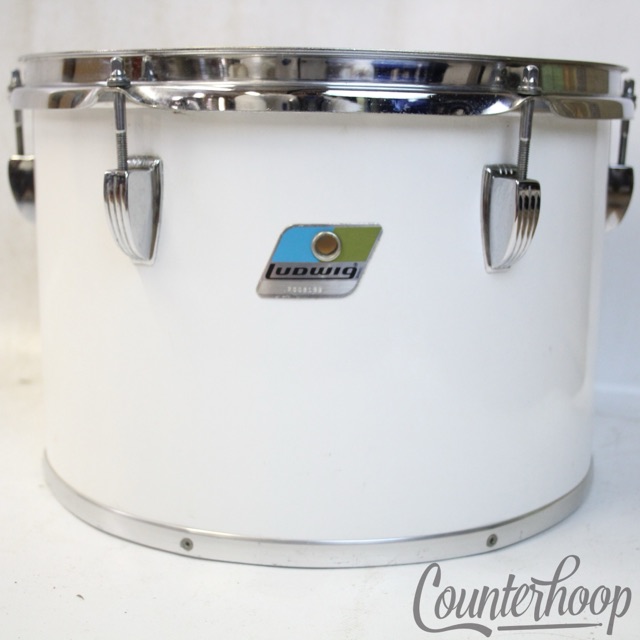Ludwig 13x9"White Cortex Concert Tom Drum Vintage 80s Blue/Olive 6Ply Maple USA — main photograph