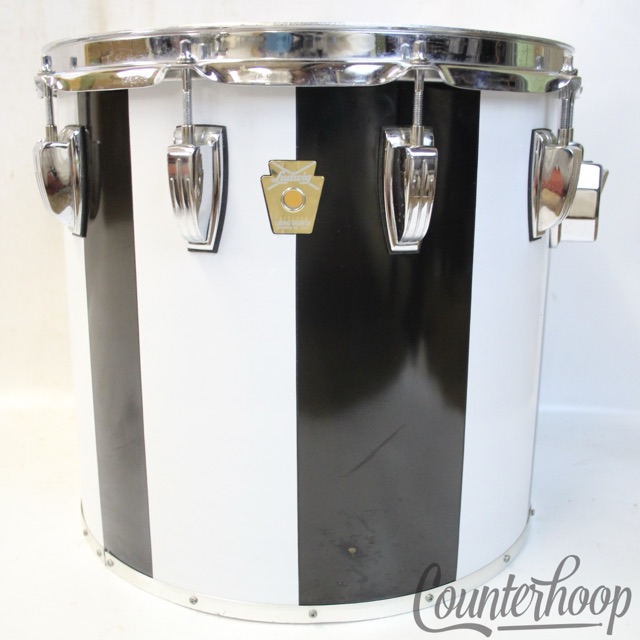 Ludwig 14x13"White/Black Concert Tom Drum Vintage 80s USA Monroe Keystone 10Lug — main photograph