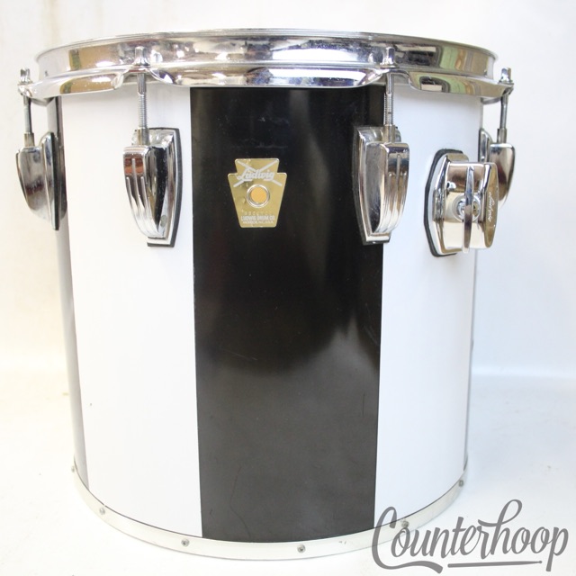 Ludwig 13x12"White/Black Concert Tom Drum Vintage 80s USA Monroe Keystone 8Lug* — main photograph