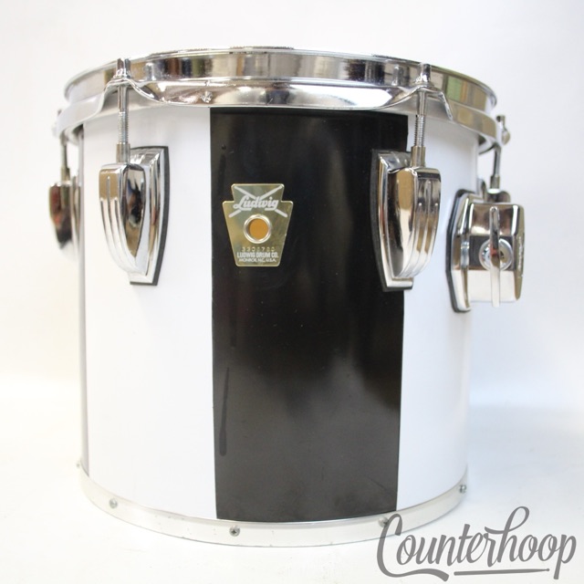 Ludwig 10"x9"White/Black Concert Tom Drum Vintage 80s USA Monroe Keystone 6Lug* — main photograph