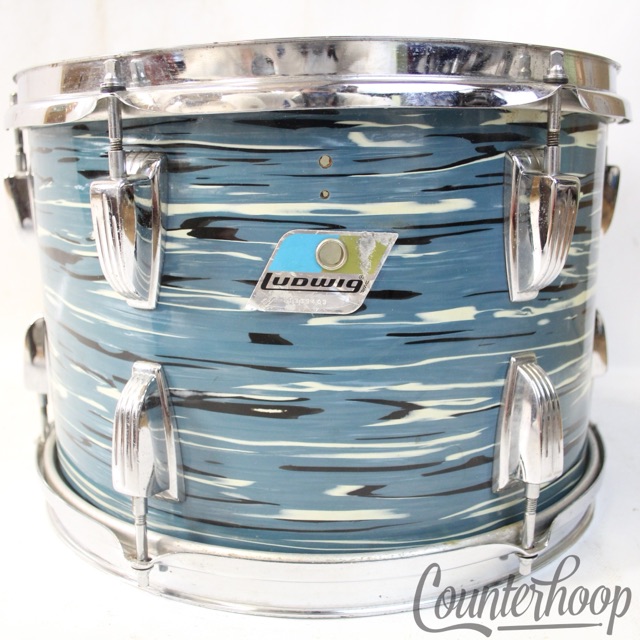 Ludwig 13x9"Blue Oyster Pearl Tom Drum Vintage 70s 3Ply Bowling Ball BOP B/O USA — main photograph
