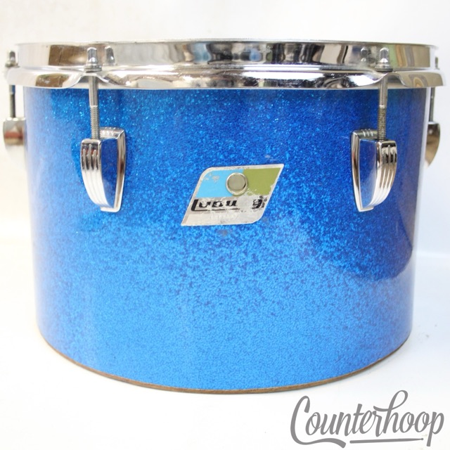 Ludwig 12x8"Blue Sparkle Concert Tom Drum Vintage 70s Blue/Olive 3Ply MH/Maple* — main photograph