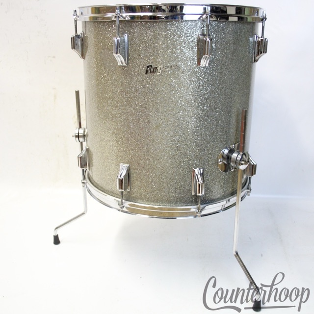 Rogers 16x16"Dayton Silver Sparkle Floor Tom Drum Vintage 60s Holiday Knobby/Hex — main photograph