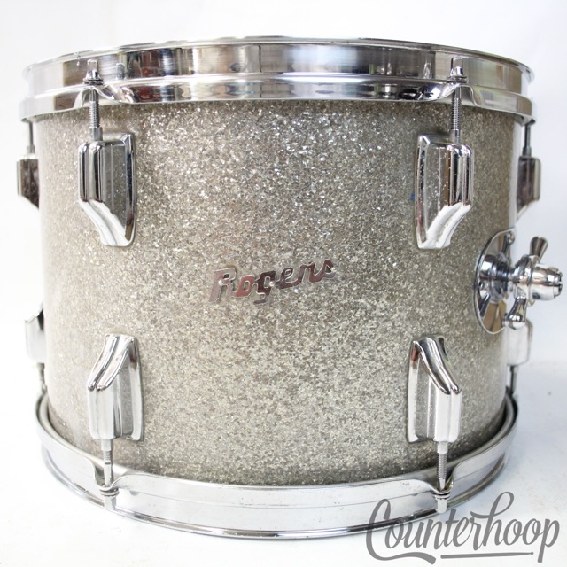Rogers 13x9"Silver Sparkle Tom Drum Vintage Powertone Fullerton Swivomatic USA* — main photograph