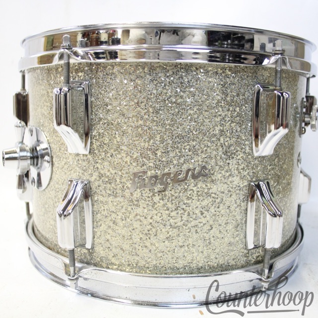 Rogers 12x8"Silver Sparkle Dayton Holiday Tom Drum Vintage Powertone Swivomatic — main photograph