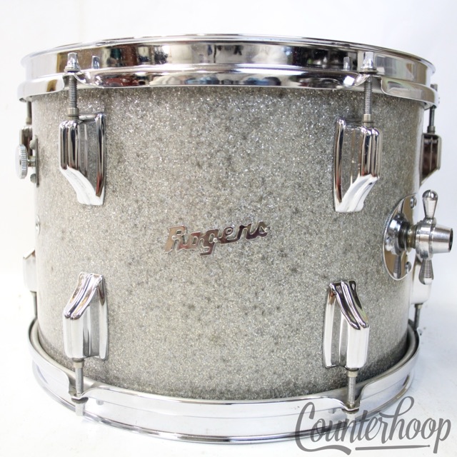 Rogers 13x9"Silver Sparkle Dayton Holiday Tom Drum Vintage Powertone Swivomatic — main photograph