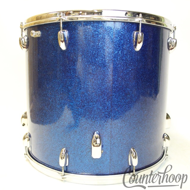 Slingerland 20x18"Blue Sparkle 3Ply Mahogany Floor Tom Vintage 50s Bass Drum USA — main photograph