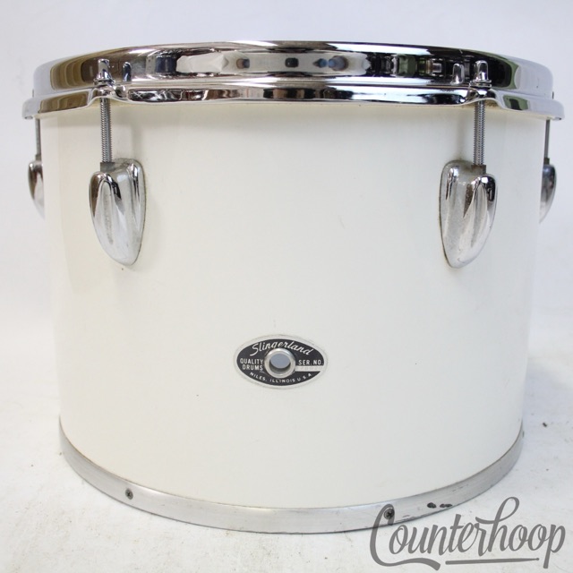 Slingerland 13x9" White Gloss Wrap Concert Tom Drum Chrome Vintage 70s Niles USA — main photograph
