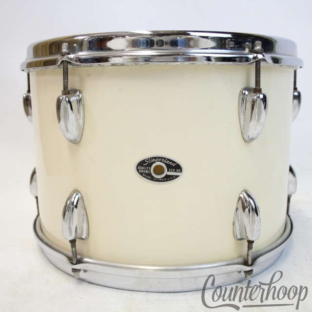 Slingerland 13x9" White Gloss Wrap Tom Drum Chrome Stick-Saver Rims Vintage 70s — main photograph