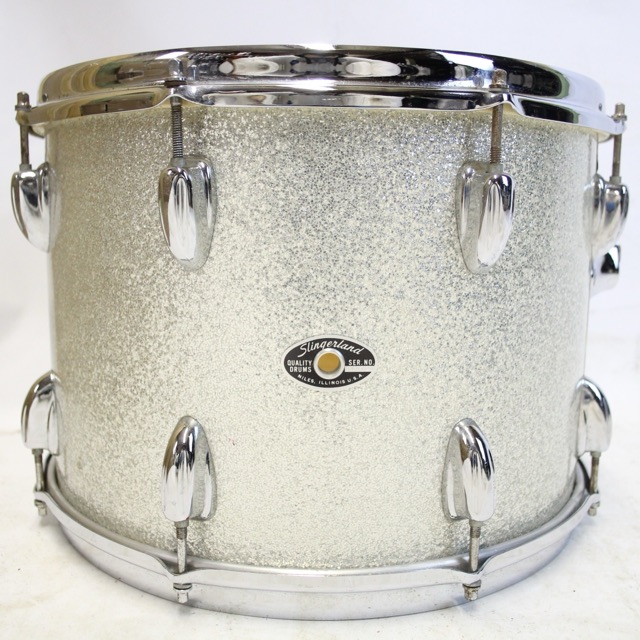 Slingerland 14x10"Silver Sparkle Tom Drum 70s 3Ply Chrome Sound King Set-O-Matic — main photograph