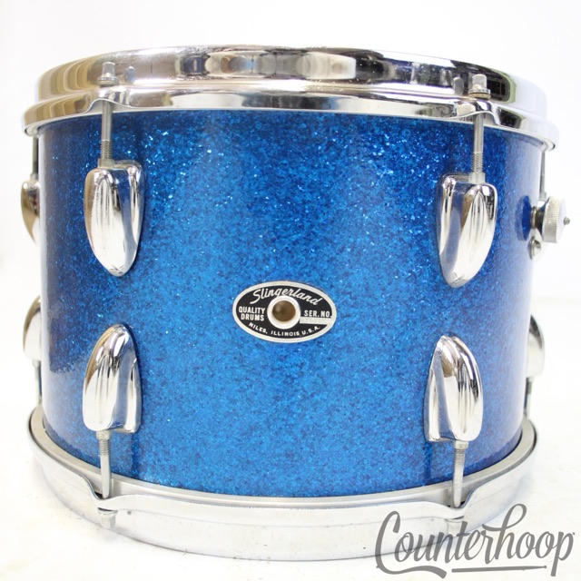Slingerland 12x8" Blue Sparkle Tom Drum Vintage 70s Sound King Stick-Saver Niles — main photograph