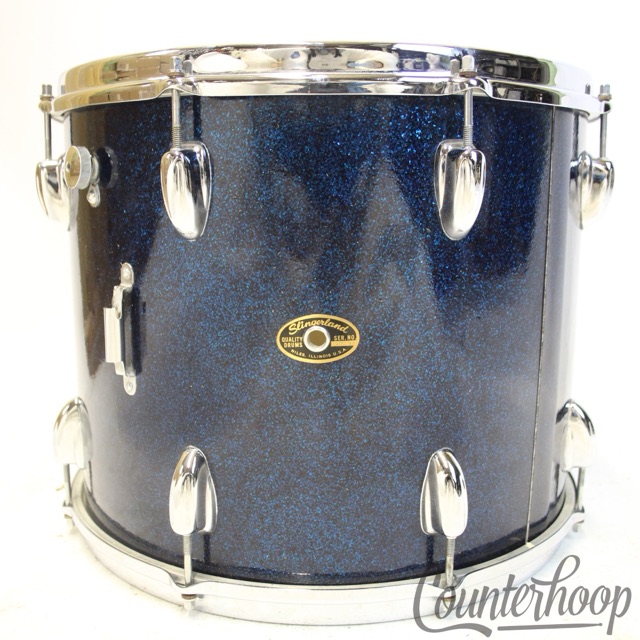 Slingerland 15x12"Tom Drum Blue Sparkle Vintage 60s Tenor Marching COB Brass USA — main photograph