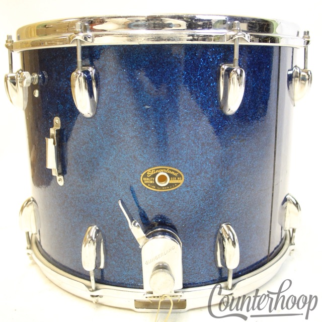 Slingerland 15x12" Snare Drum Blue Sparkle COB Brass Vintage 60s 3Ply Zoomatic — main photograph