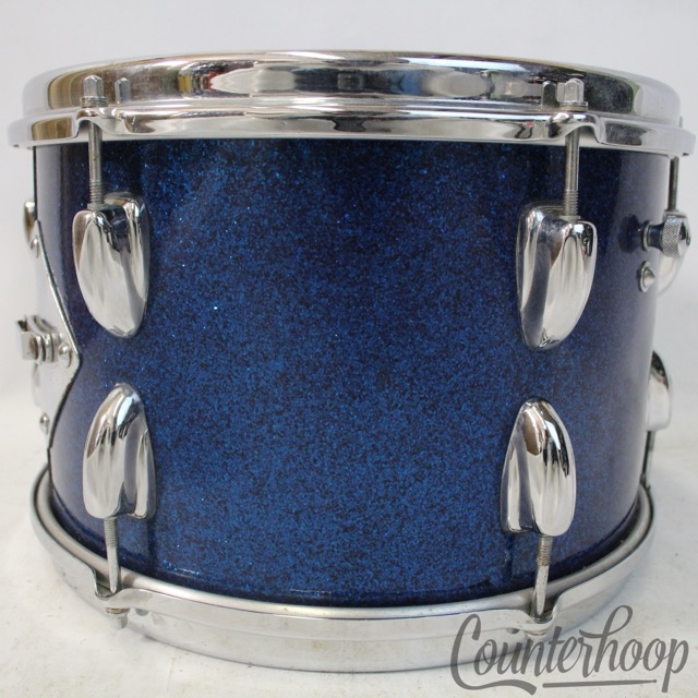Slingerland 12x8" Blue Sparkle Glass Glitter COB Brass Rims Tom Drum Vintage 60s — main photograph