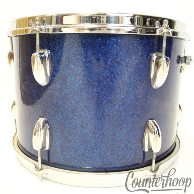 Slingerland 13x9"60s Blue Sparkle Tom Drum Chrome Brass COB Stick-Saver Rims USA — main photograph
