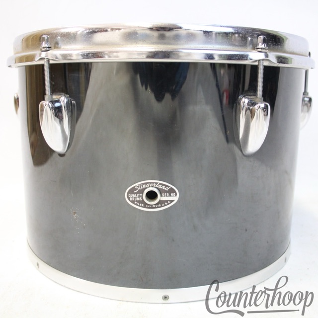 Slingerland 13x9"Black Beauty Wrap Concert Tom Drum Chrome Vintage 70s Niles USA — main photograph