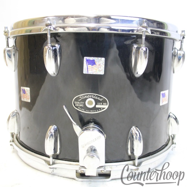 Slingerland 14x10"Black Snare Drum 70s 3Ply Mahogany/Maple Sound King Marching — main photograph