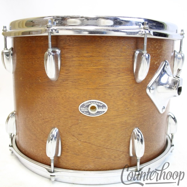 Slingerland 14x10"Natural Af.Mahogany Tom Drum 80s Chrome Sound King Stick-Saver — main photograph