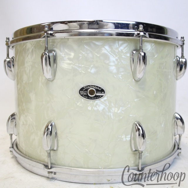 Slingerland 15x10"Tom Drum White Marine Pearl WMP Vintage 70s Set-O-Matic 3Ply* — main photograph