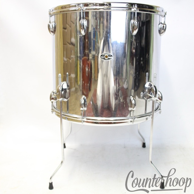 Slingerland 18x16"3Ply Floor Tom Drum Chrome Over Wood COW Sound King Vintage70s — main photograph